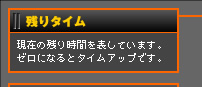 残りタイム
現在の残り時間を表しています。ゼロになるとタイムアップです。